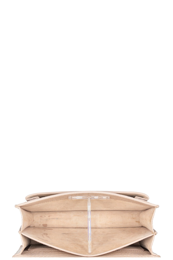 YVES SAINT LAURENT Sunset Bag Croc Embossed Nude