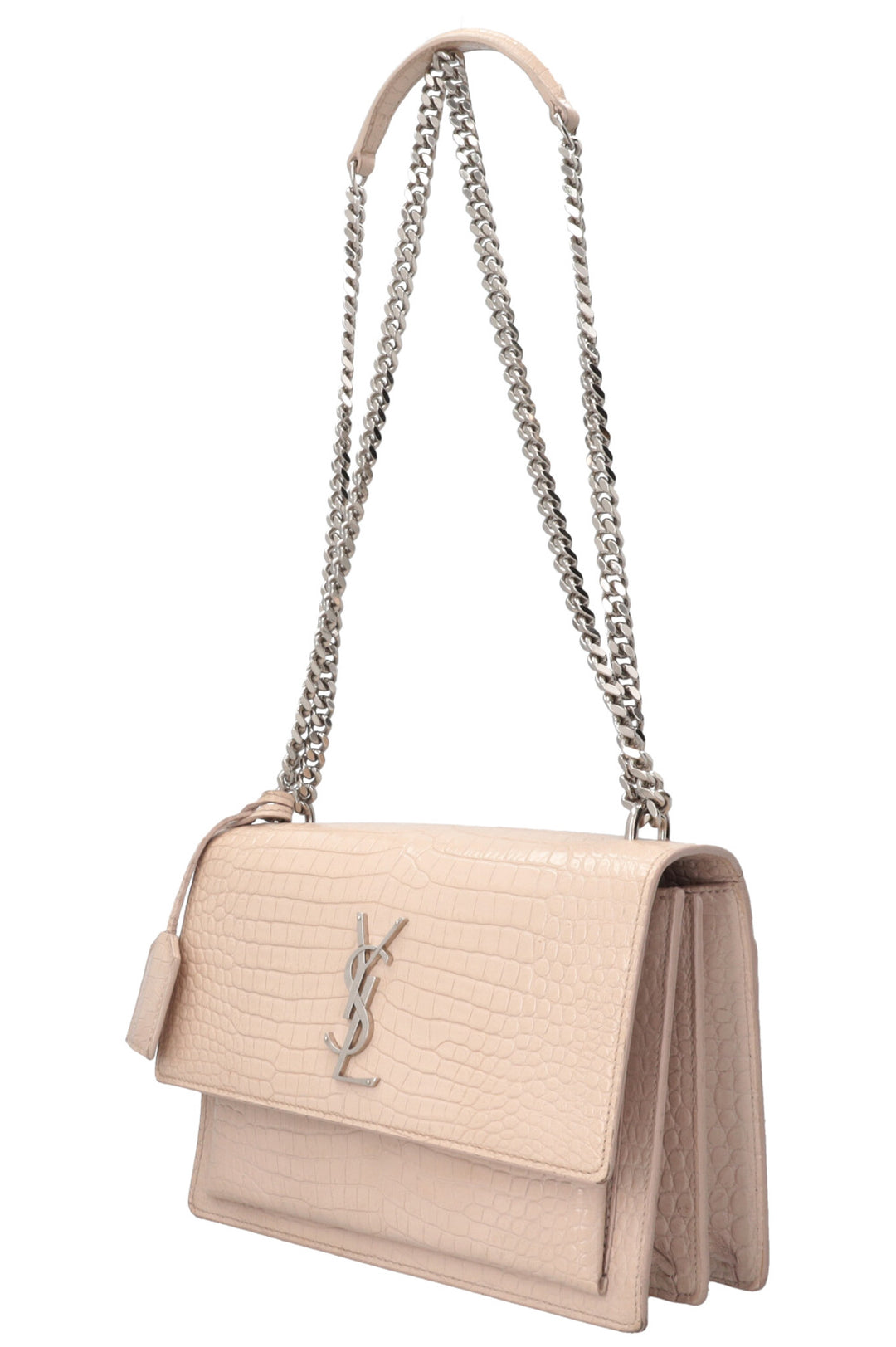 YVES SAINT LAURENT Sunset Bag Croc Embossed Nude