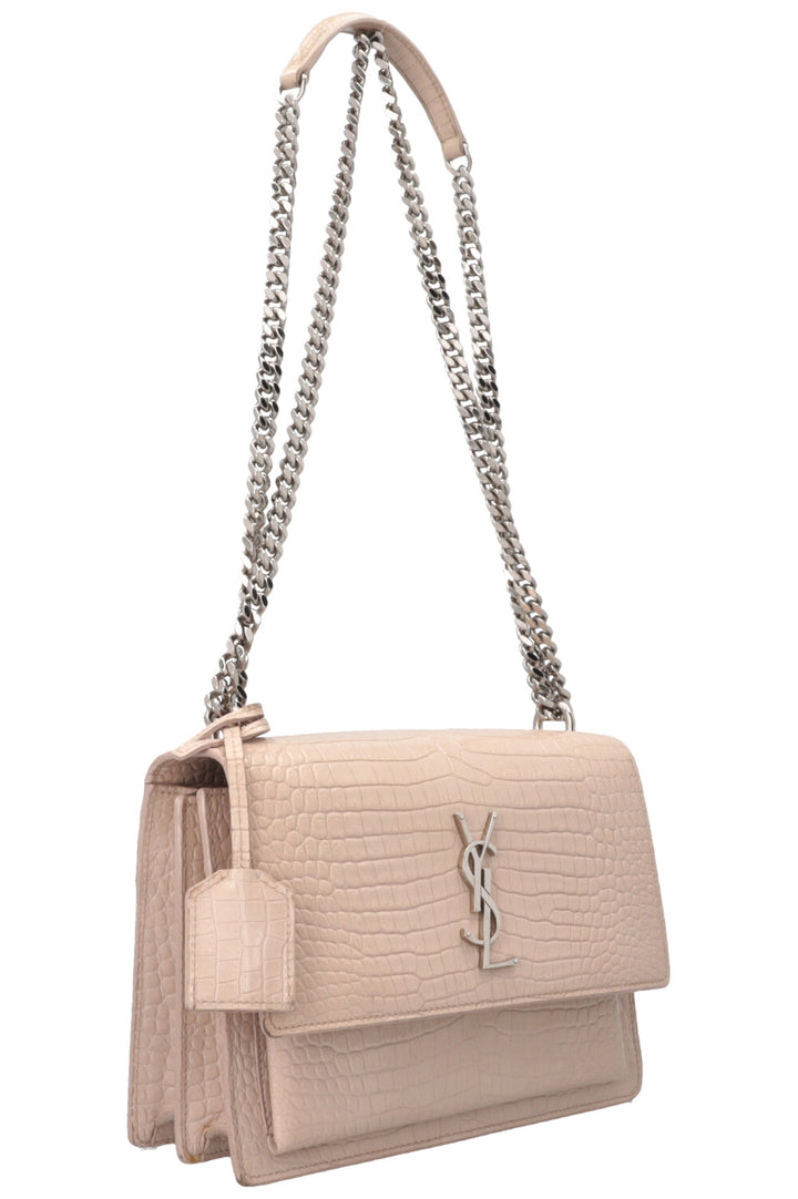 YVES SAINT LAURENT Sunset Bag Croc Embossed Nude