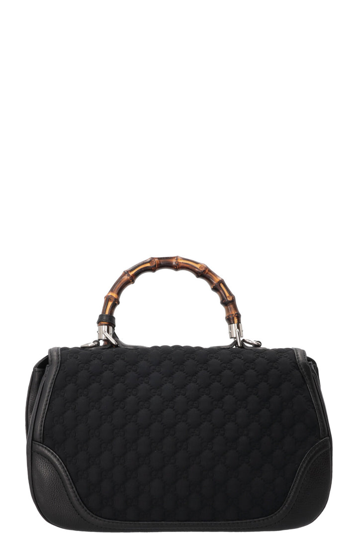Sac GUCCI 1947 en néoprène avec anse en bambou et motif GG noir