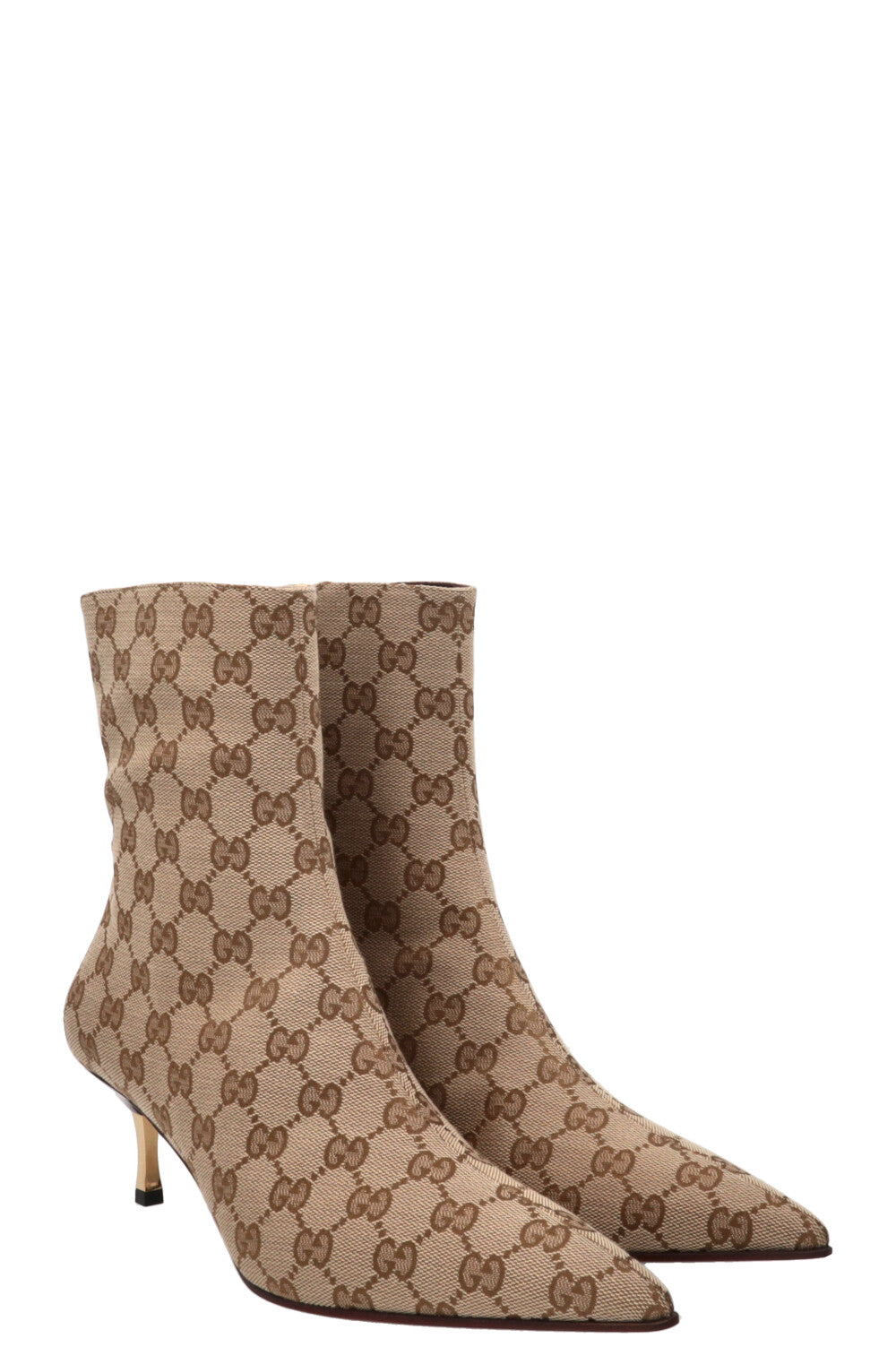 GUCCI 55 Bombshell Ankle Boots Canvas Beige