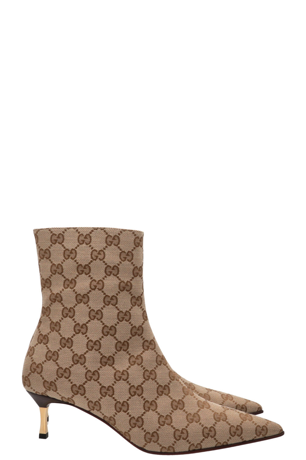 GUCCI 55 Bombshell Ankle Boots Canvas Beige