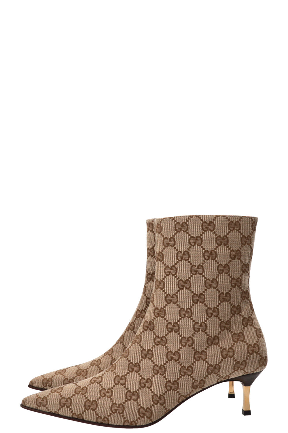 GUCCI 55 Bombshell Ankle Boots Canvas Beige