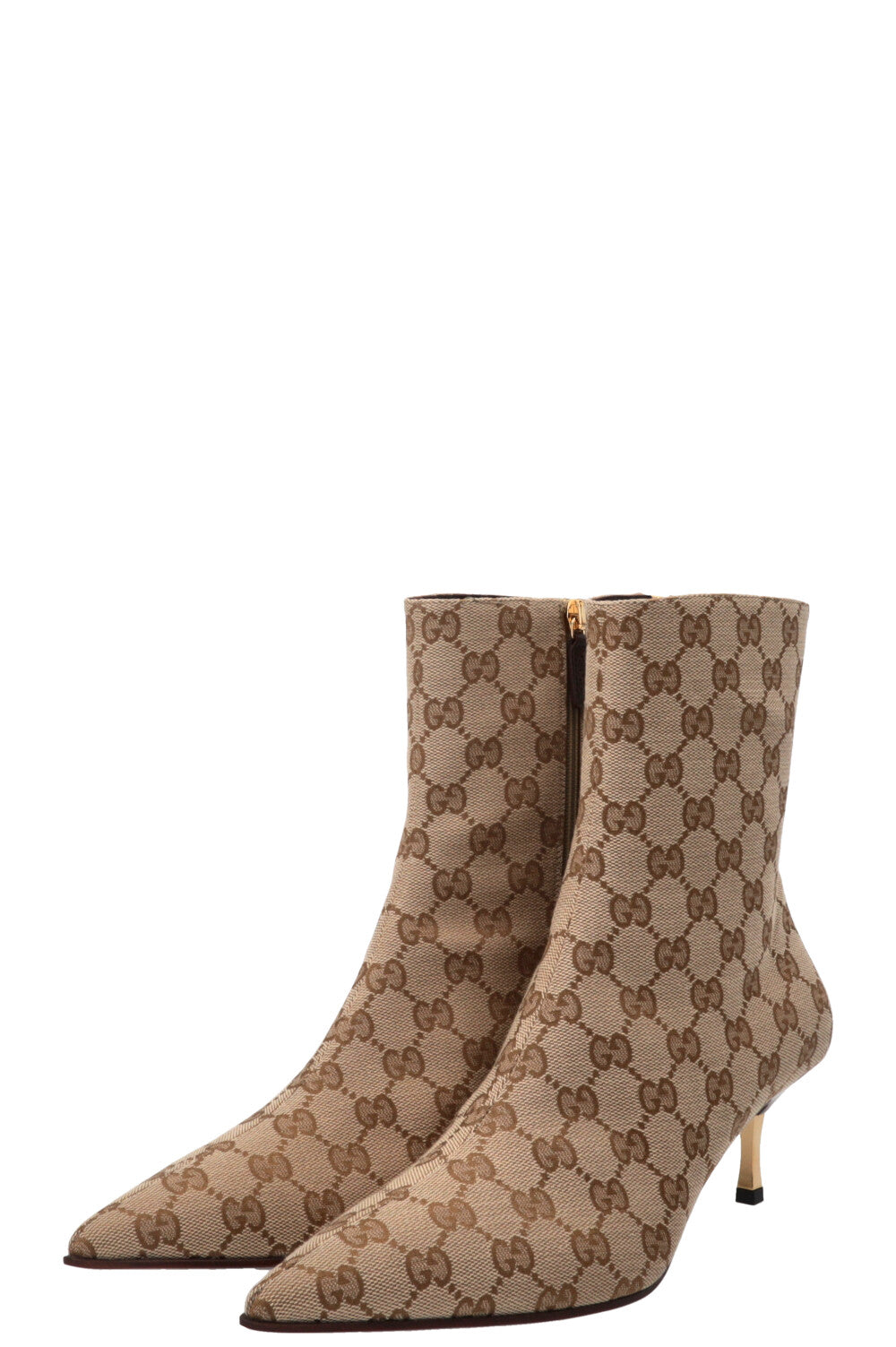 GUCCI 55 Bombshell Ankle Boots Canvas Beige
