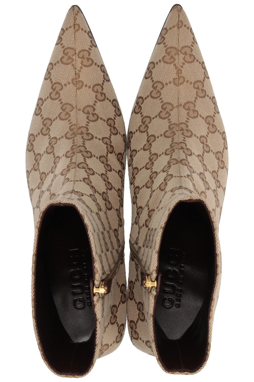 GUCCI 55 Bombshell Ankle Boots Canvas Beige