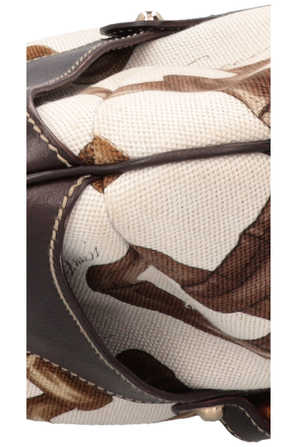 GUCCI Amalfi Bamboo Horsebit Hobo Bag Canvas Leather White Brown