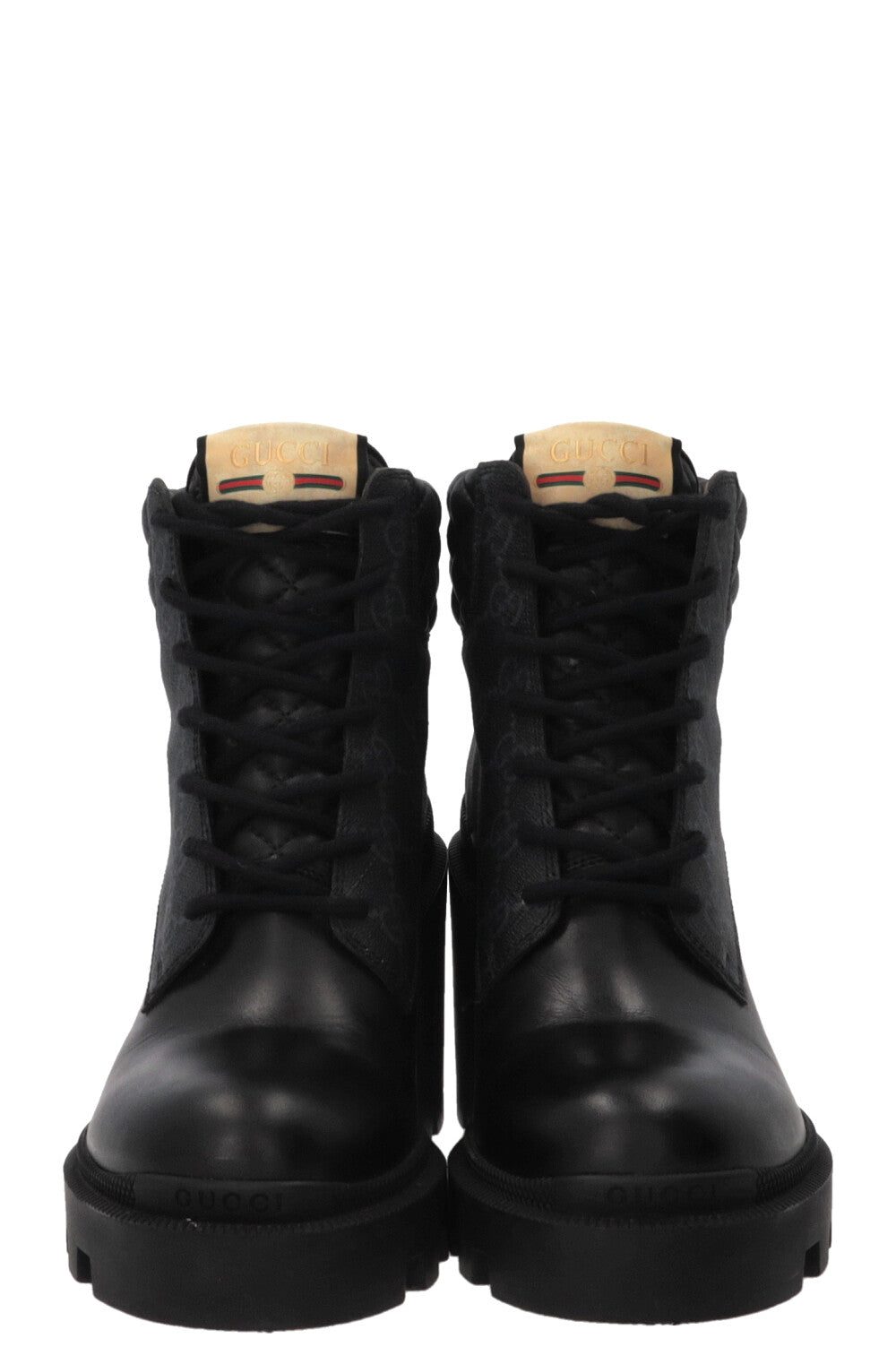 GUCCI Apollo GG Supreme Combat Boots Leather Black