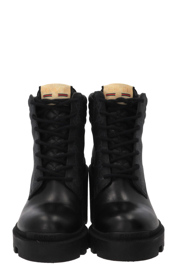GUCCI Apollo GG Supreme Combat Boots Leather Black