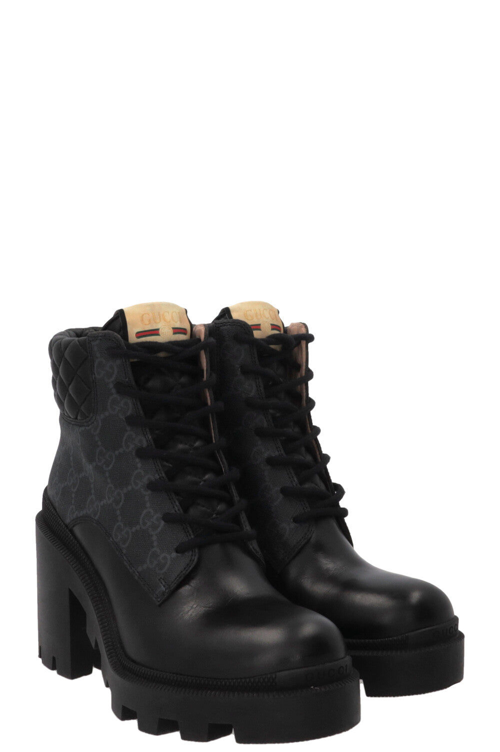 GUCCI Apollo GG Supreme Combat Boots Leather Black