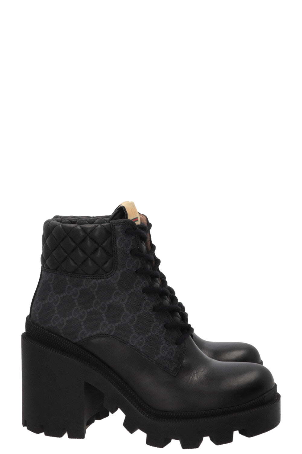 GUCCI Apollo GG Supreme Combat Boots Leather Black