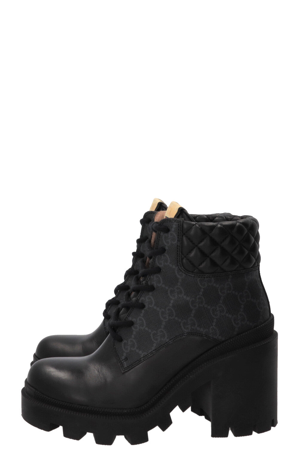 GUCCI Apollo GG Supreme Combat Boots Leather Black