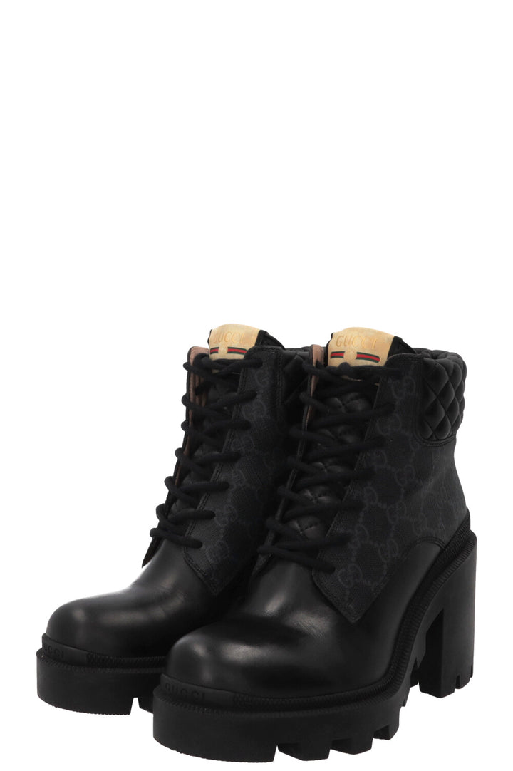 GUCCI Apollo GG Supreme Combat Boots Leather Black