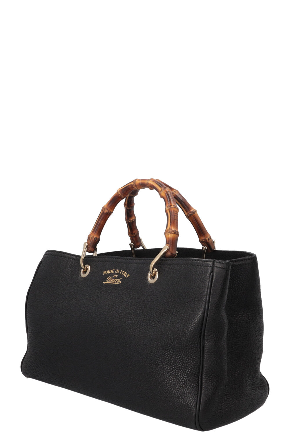 GUCCI Bamboo 2 Way Tote Medium Leather Black