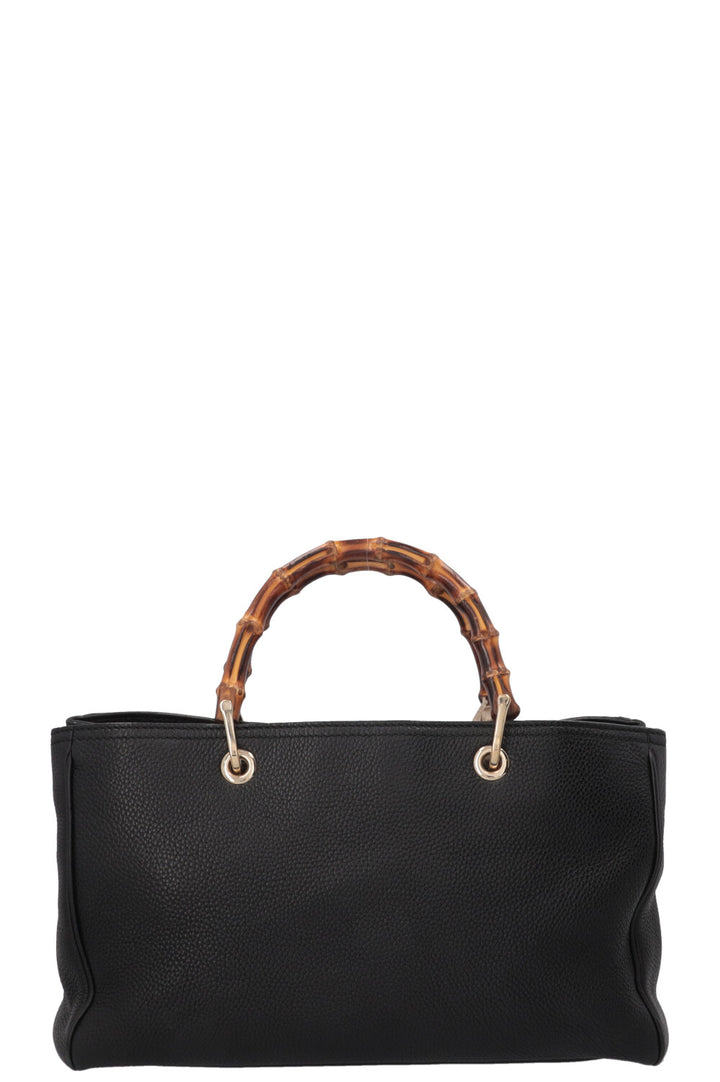 GUCCI Bamboo 2 Way Tote Medium Leather Black