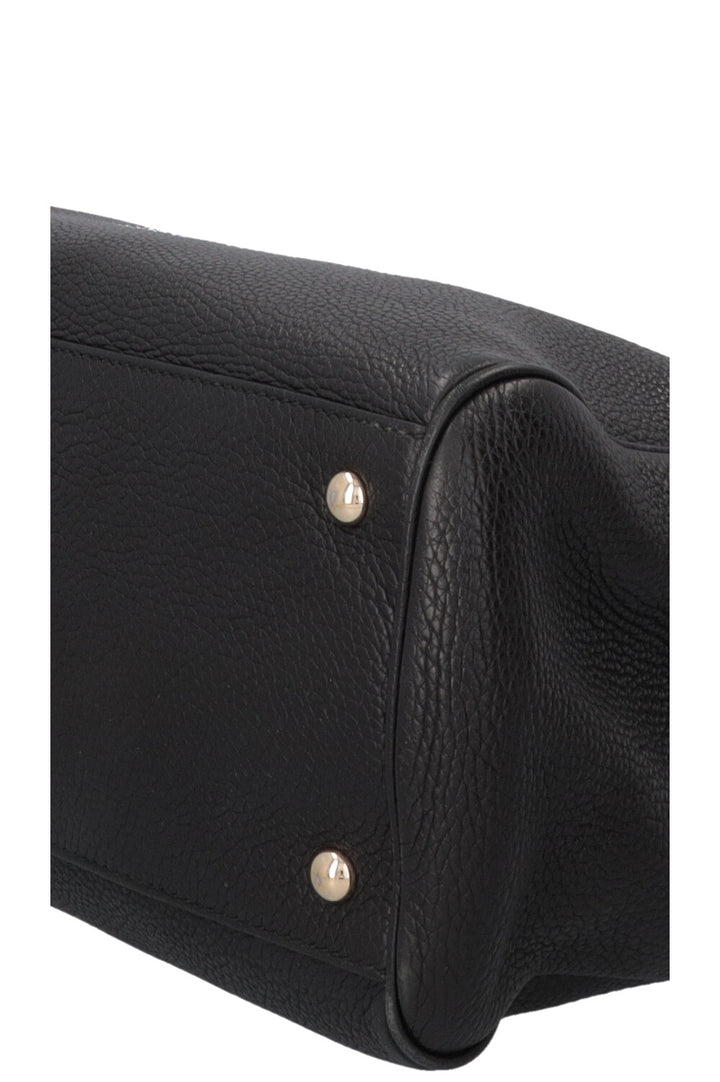 GUCCI Bamboo 2 Way Tote Medium Leather Black