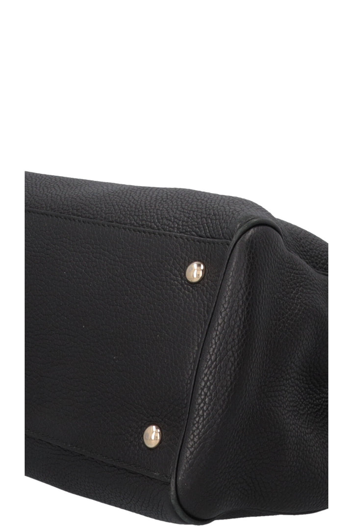 GUCCI Bamboo 2 Way Tote Medium Leather Black