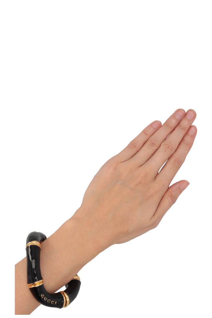 GUCCI Bamboo Cuff Bracelet Black Gold