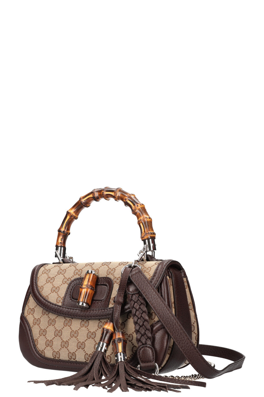 GUCCI Bamboo Top Handle Bag Canvas