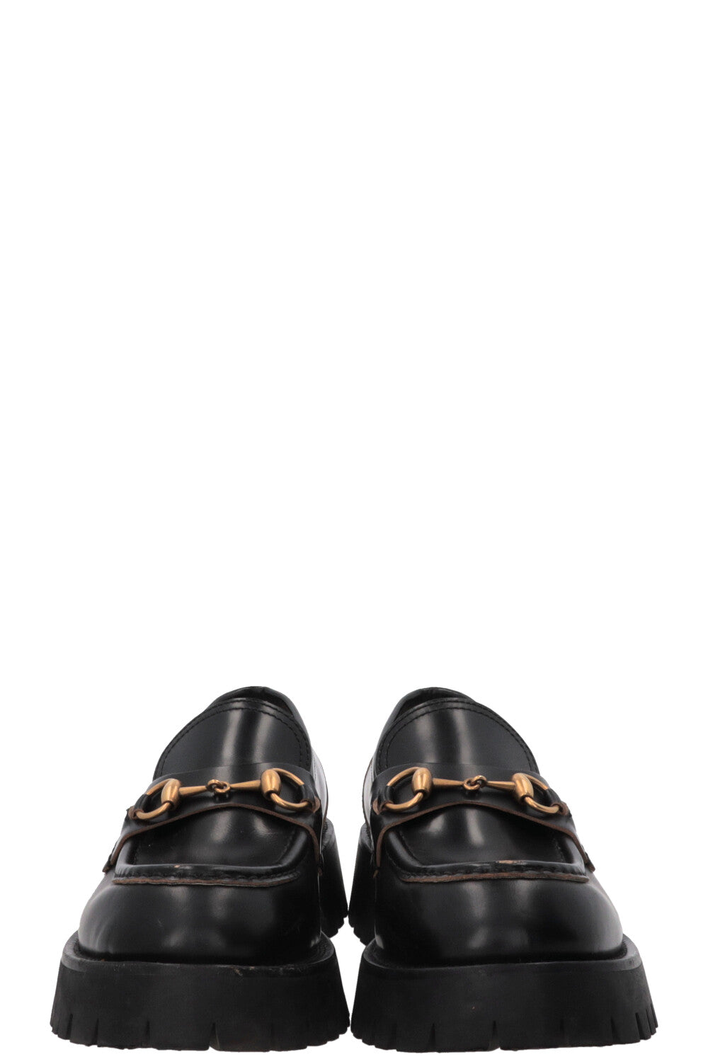 GUCCI Bee Embroidered Horsebit Platform Loafers Black