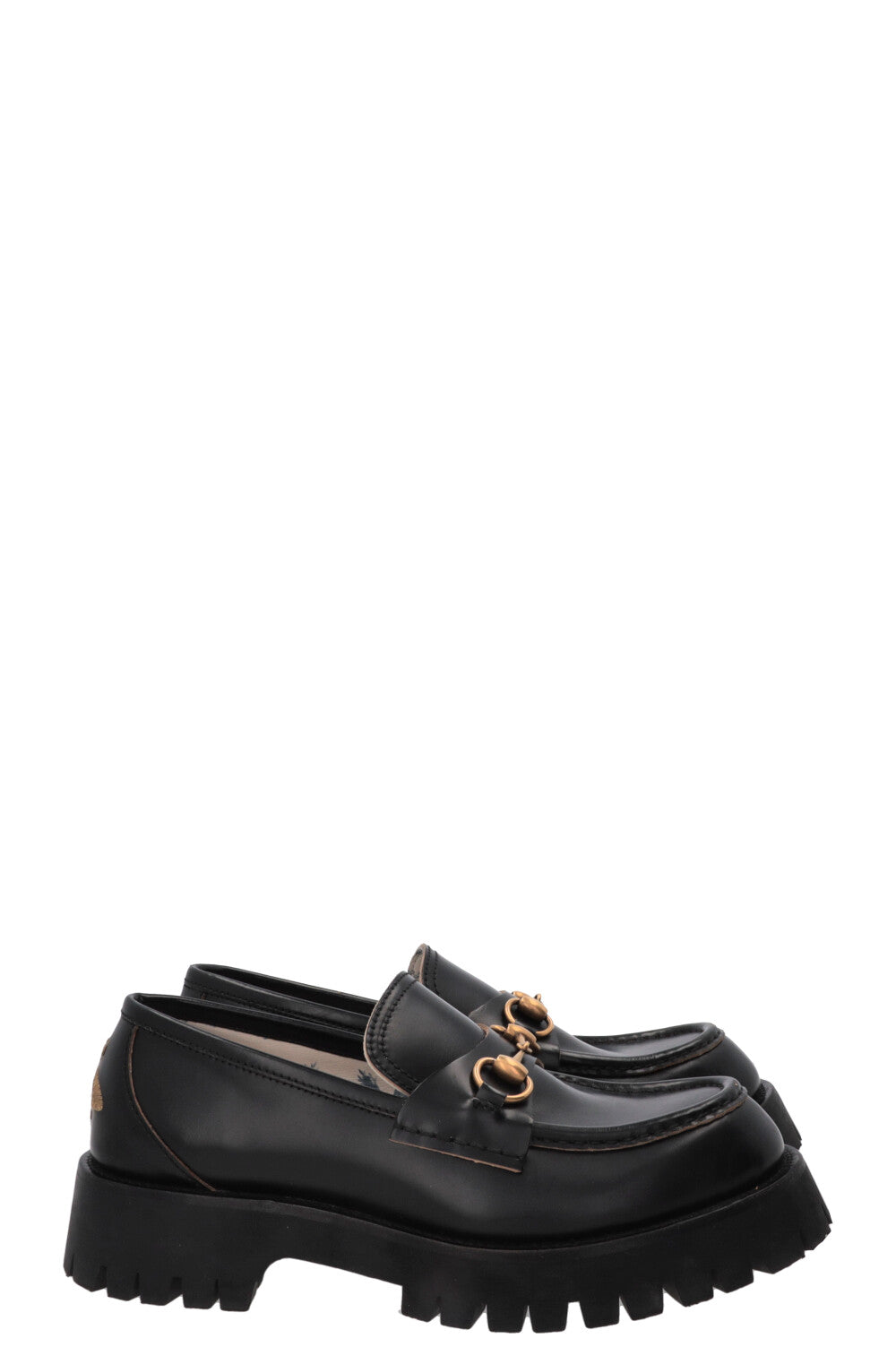 GUCCI Bee Embroidered Horsebit Platform Loafers Black
