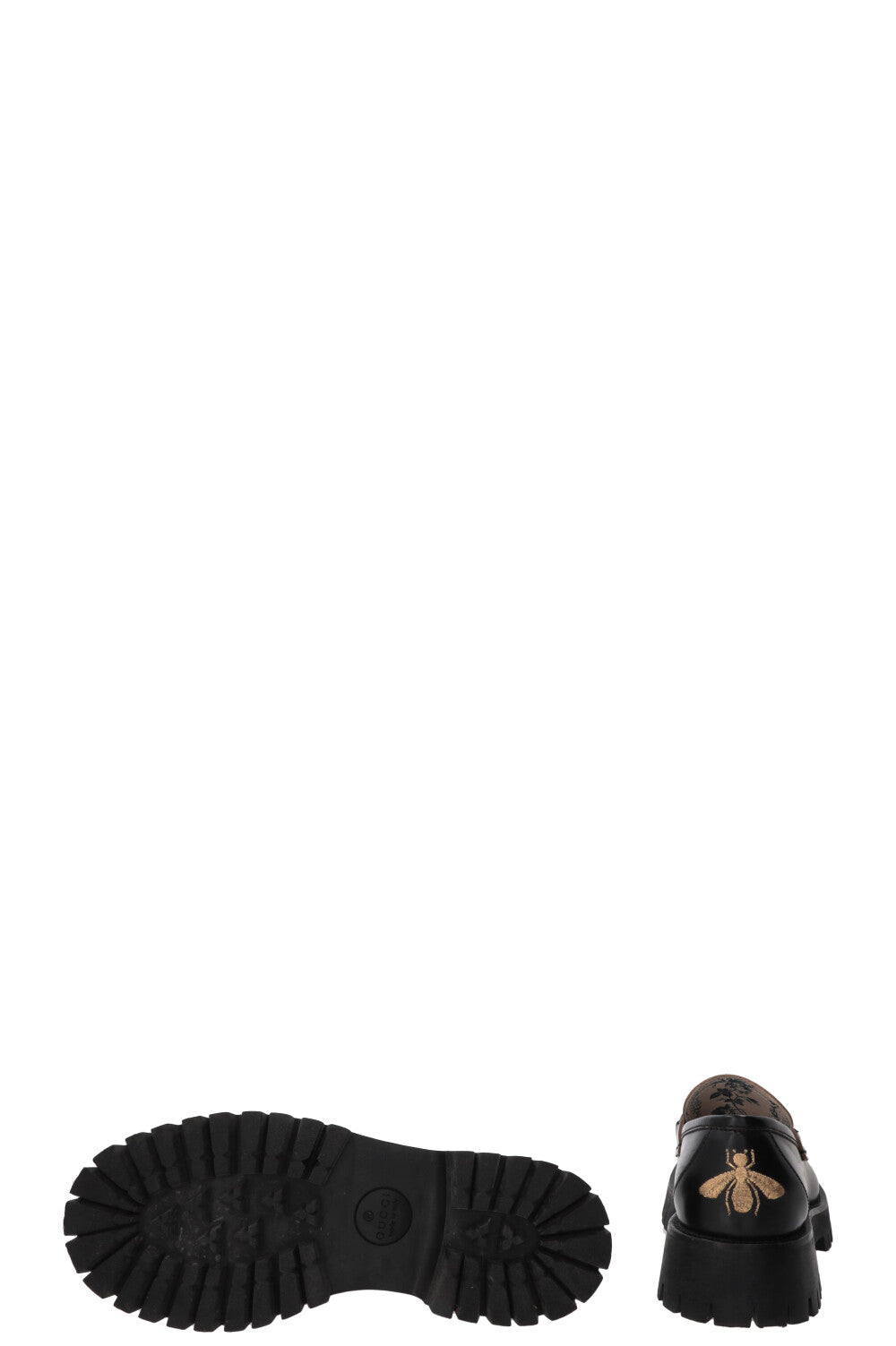 GUCCI Bee Embroidered Horsebit Platform Loafers Black