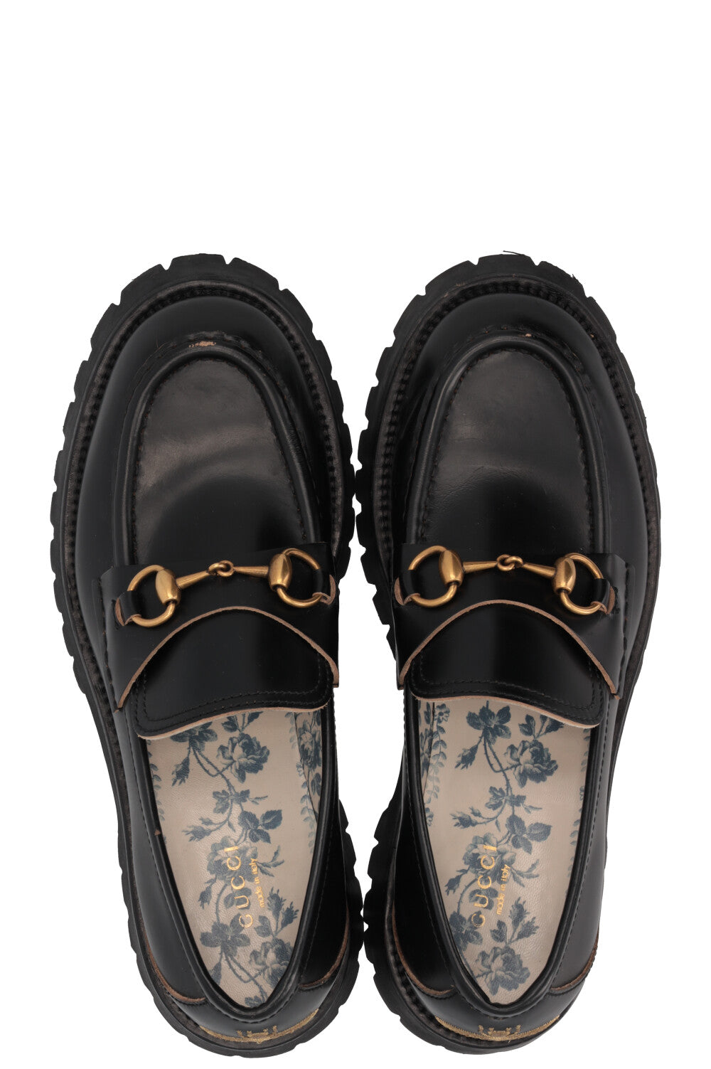 GUCCI Bee Embroidered Horsebit Platform Loafers Black