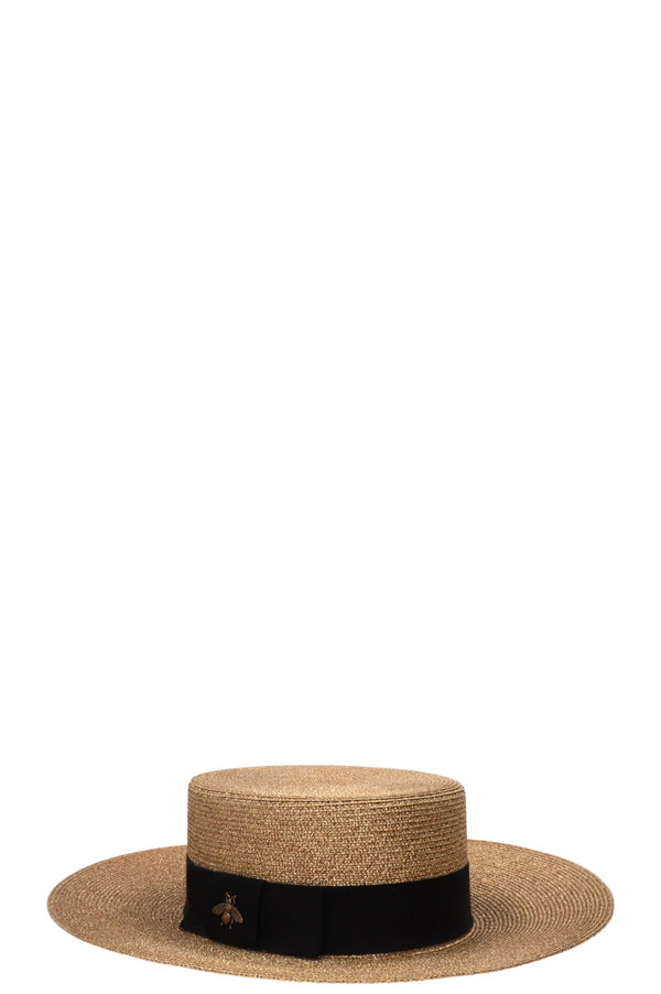 Chapeau GUCCI Bee en raphia doré