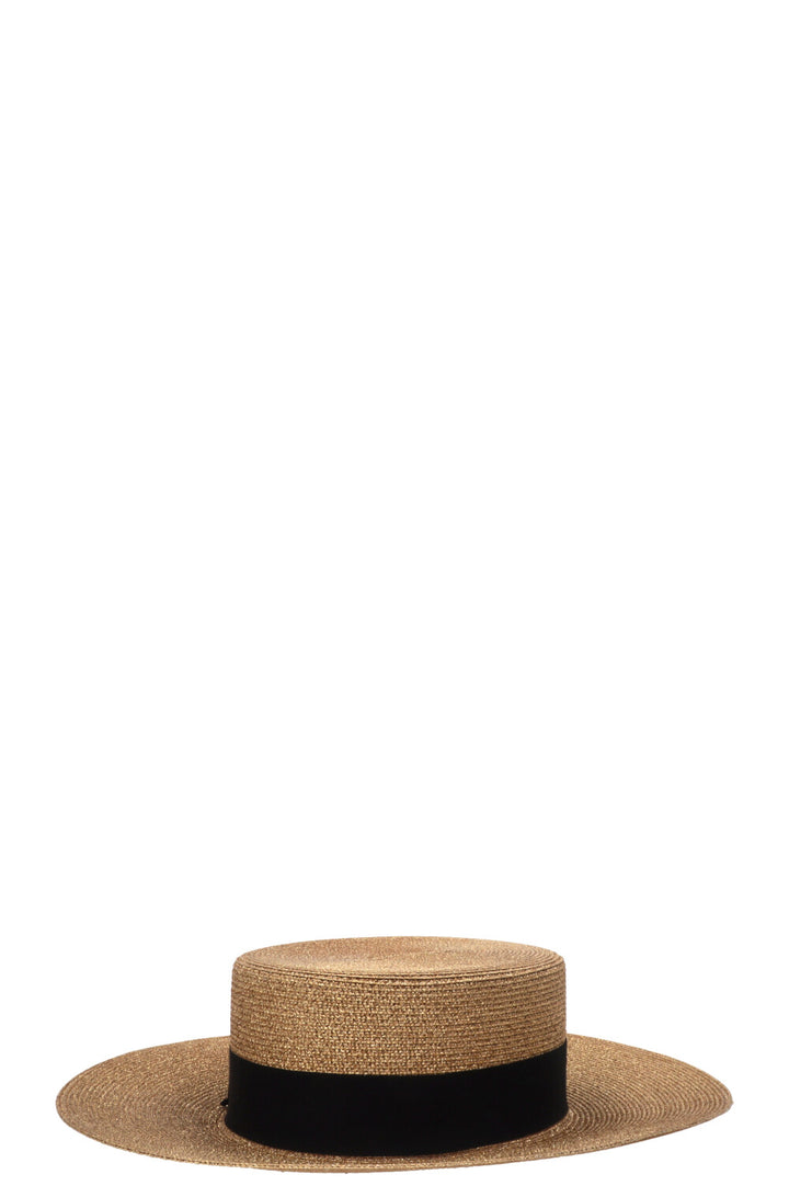 Chapeau GUCCI Bee en raphia doré