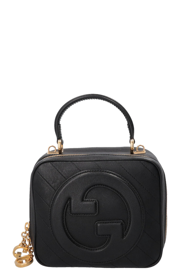 GUCCI Blondie Sac Porté Main G Entrelacés Cuir Noir