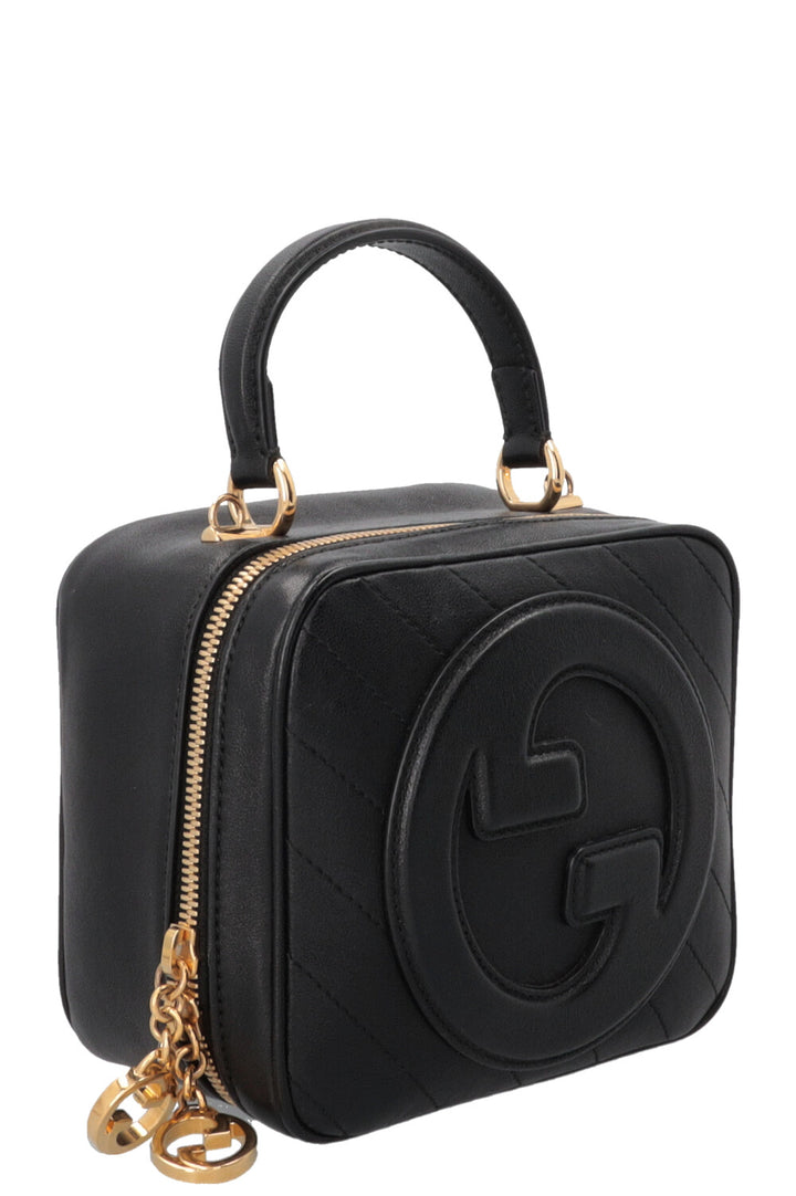GUCCI Blondie Sac Porté Main G Entrelacés Cuir Noir