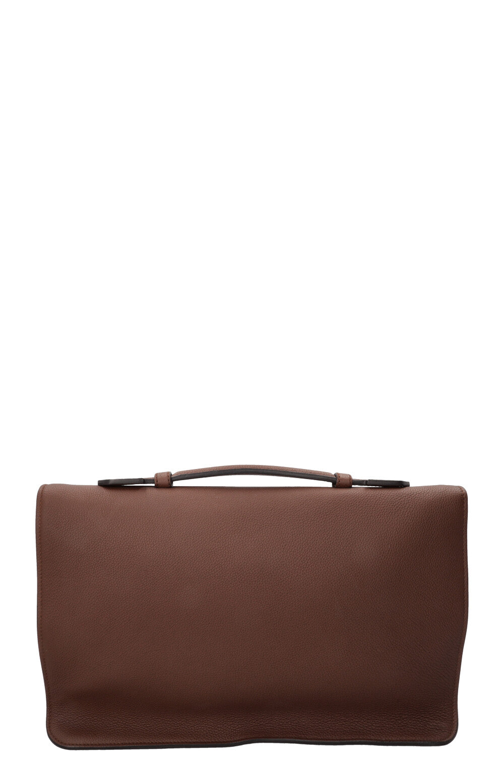 GUCCI Briefcase Piston Clasp Leather Brown