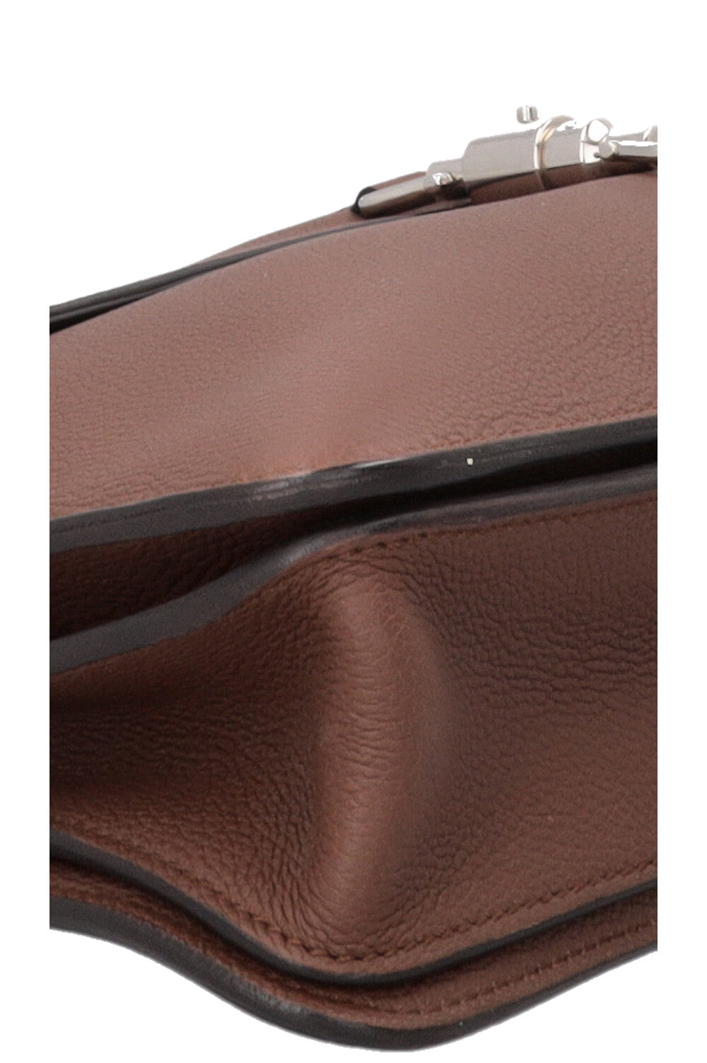 GUCCI Briefcase Piston Clasp Leather Brown