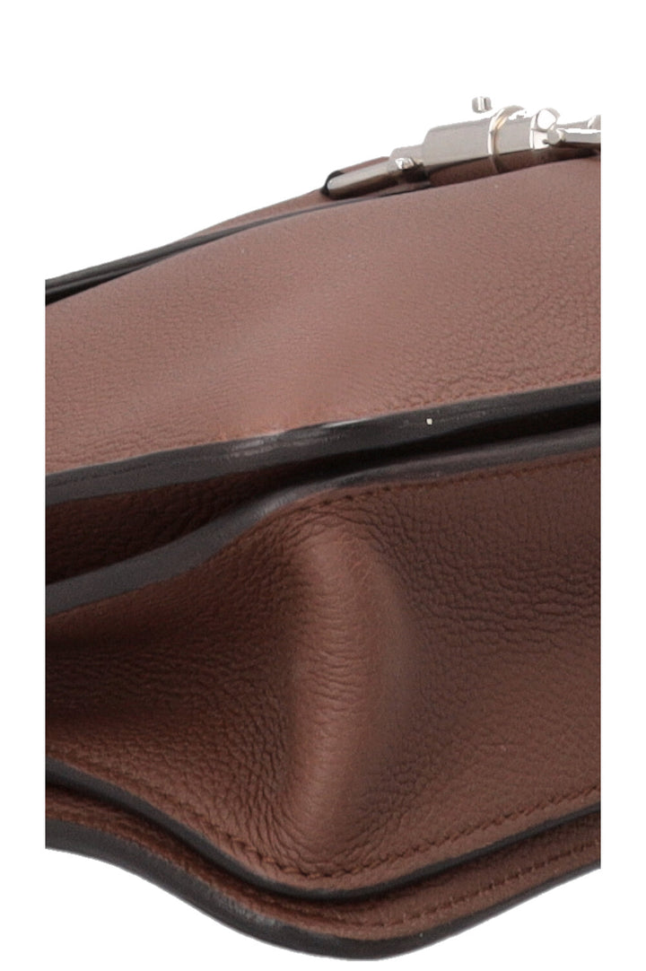 GUCCI Briefcase Piston Clasp Leather Brown