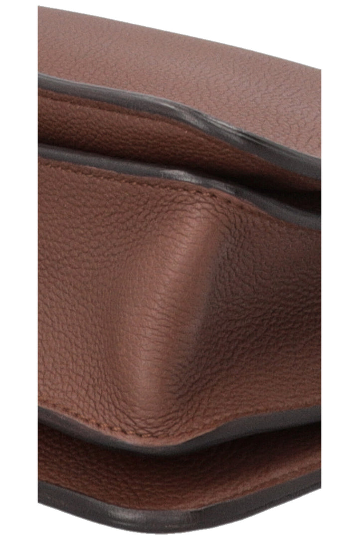 GUCCI Briefcase Piston Clasp Leather Brown