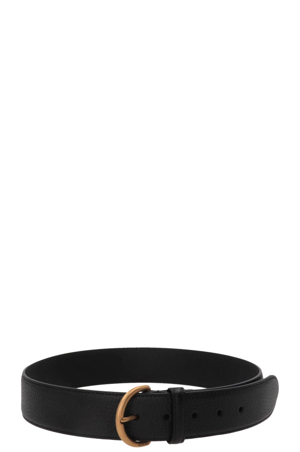 GUCCI Buckle Belt Leather Black