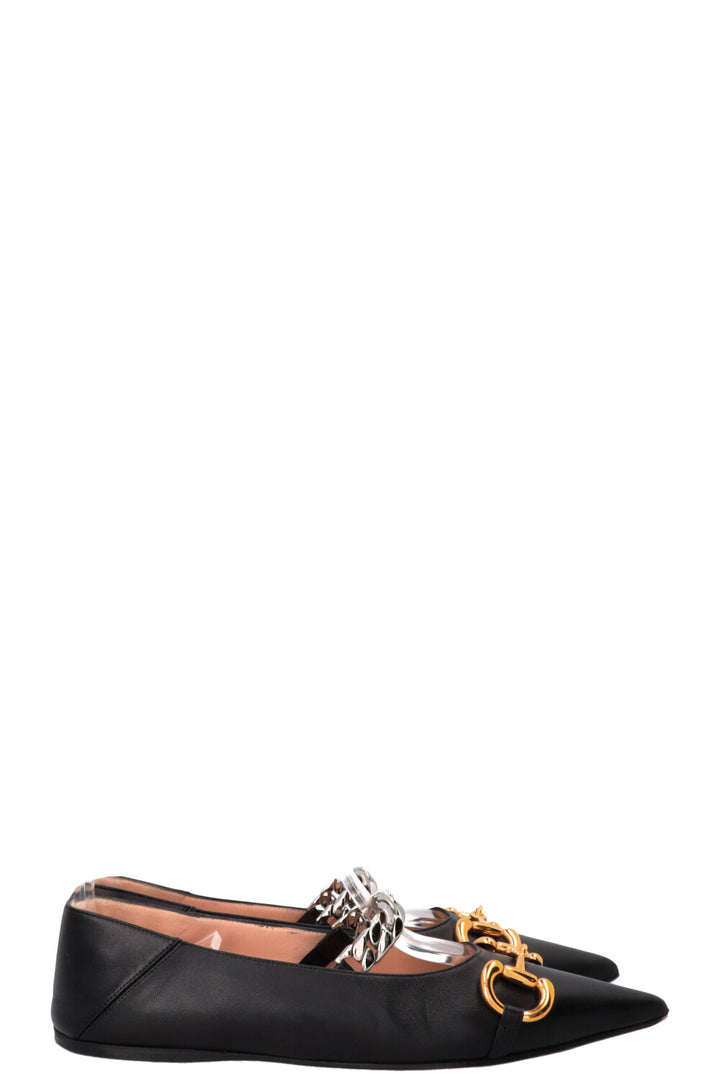 GUCCI Chain Horsebit Mary Jane Leather Black