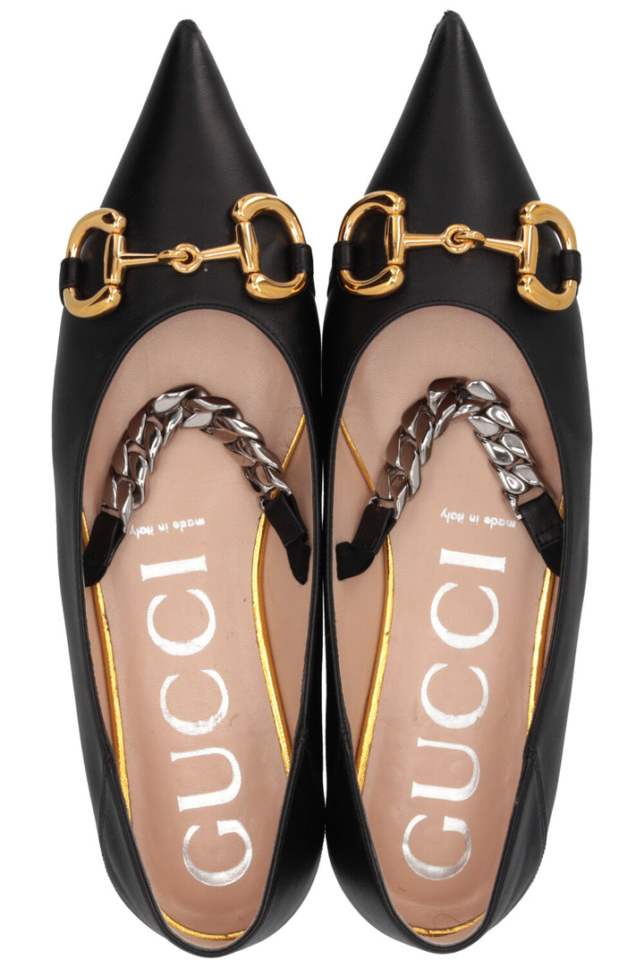 GUCCI Chain Horsebit Mary Jane Leather Black