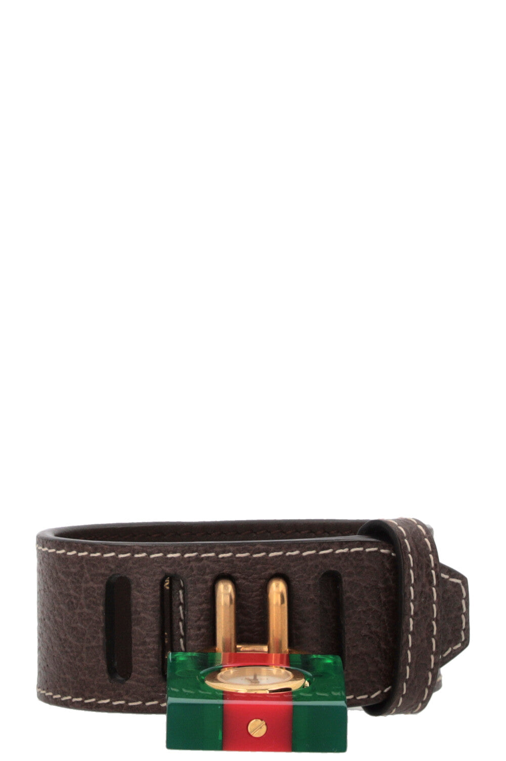 GUCCI Constance Padlock Watch Bracelet Strap Brown