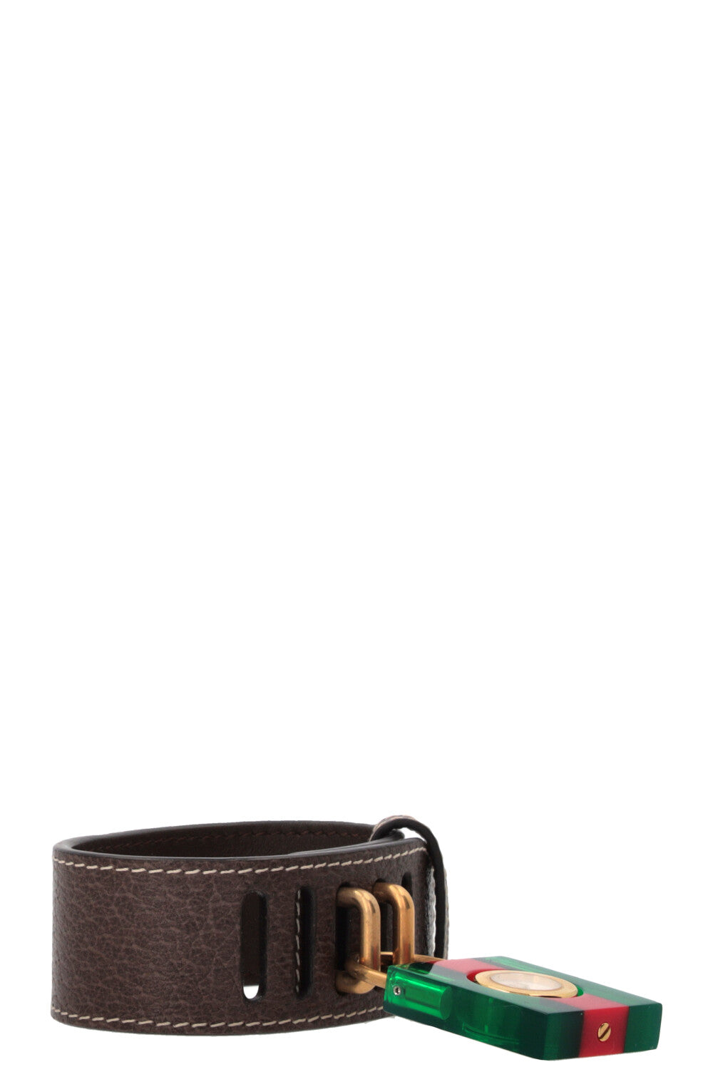 GUCCI Constance Padlock Watch Bracelet Strap Brown