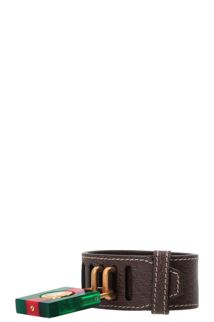 GUCCI Constance Padlock Watch Bracelet Strap Brown