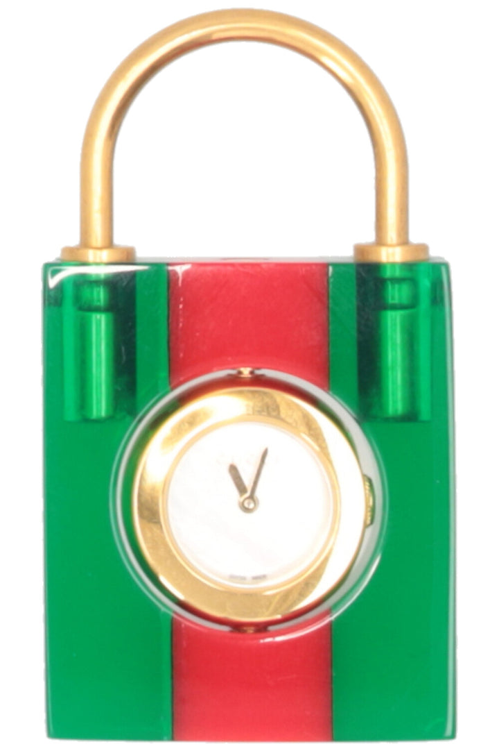 GUCCI Constance Padlock Watch Bracelet Strap Brown