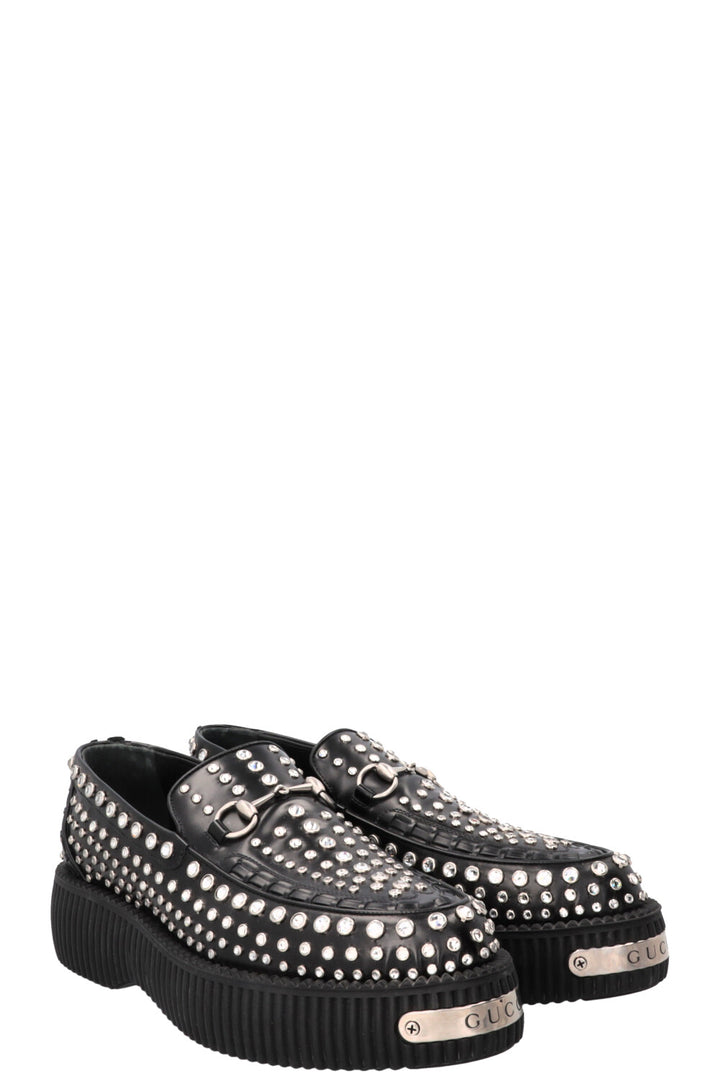 Mocassins à boucles Horsebit ornés GUCCI Creeper en cuir noir