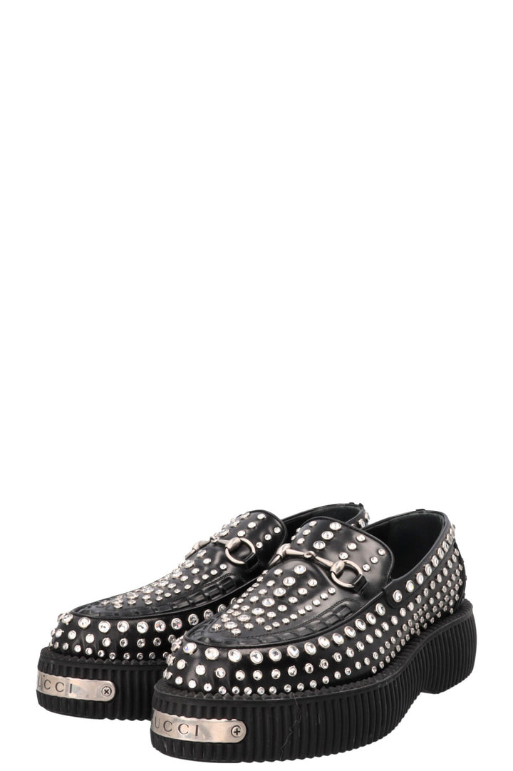 Mocassins à boucles Horsebit ornés GUCCI Creeper en cuir noir