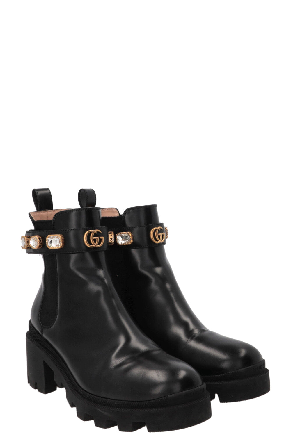 Bottines Trip GUCCI ornées en cuir de veau noir