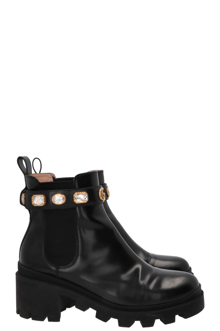 Bottines Trip GUCCI ornées en cuir de veau noir