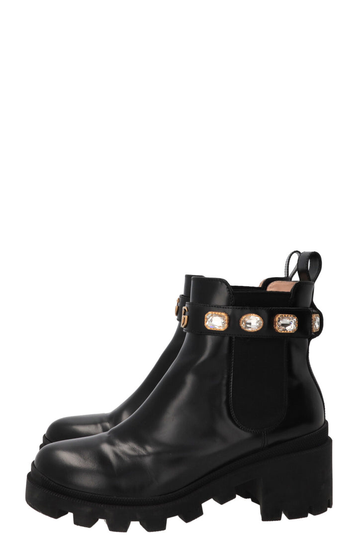 Bottines Trip GUCCI ornées en cuir de veau noir