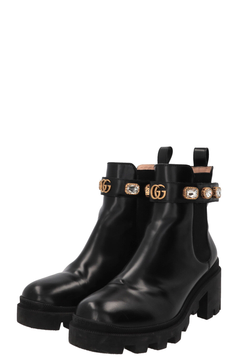 Bottines Trip GUCCI ornées en cuir de veau noir