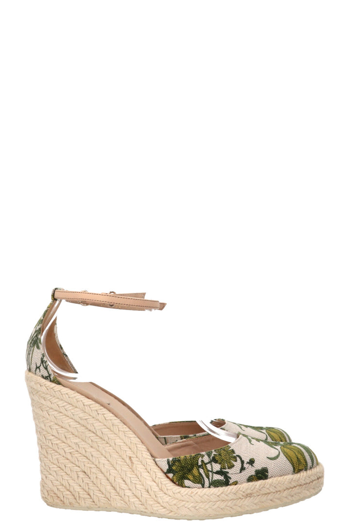 GUCCI Espadrilles compensées à imprimé floral vert