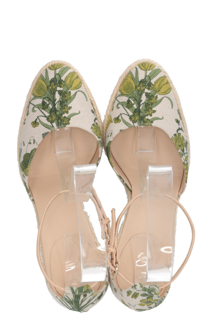 GUCCI Espadrilles compensées à imprimé floral vert