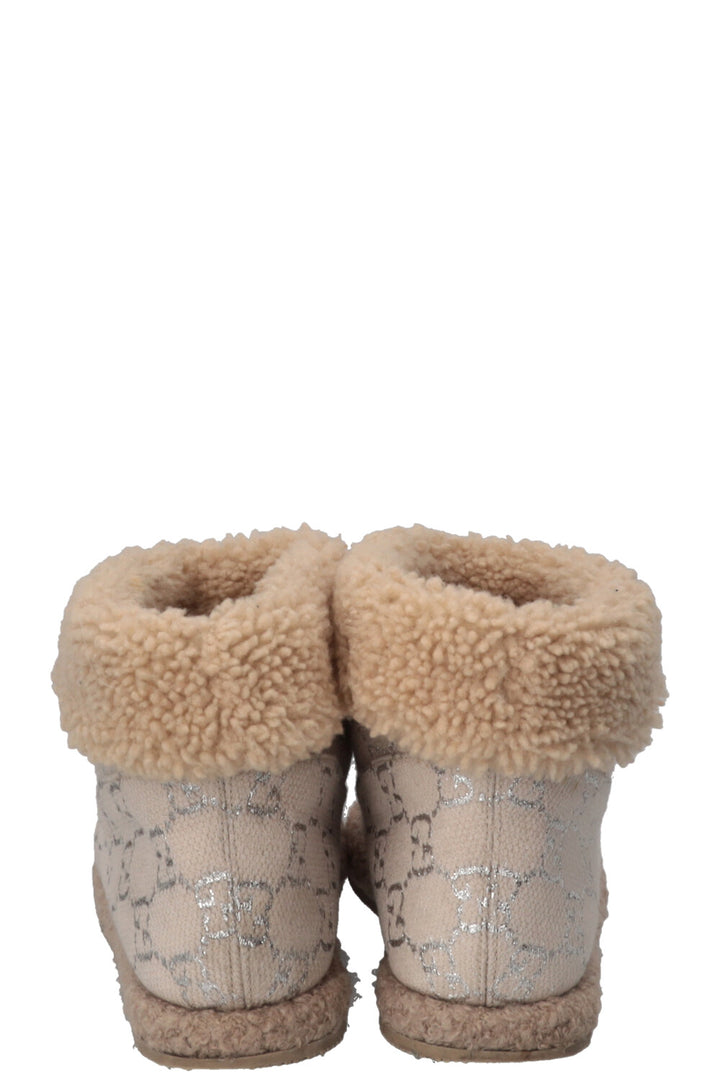 GUCCI Fria Horsebit Ankle Boots Shearling Canvas